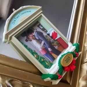 ❗Hallmark 2015 Keepsake "Our First Christmas" Photo Holder Ornament❗